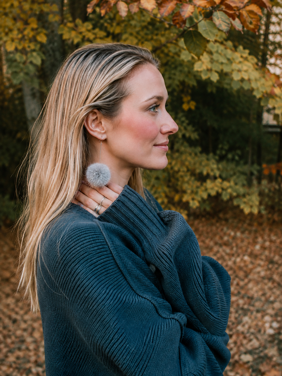Mink Pom Earrings