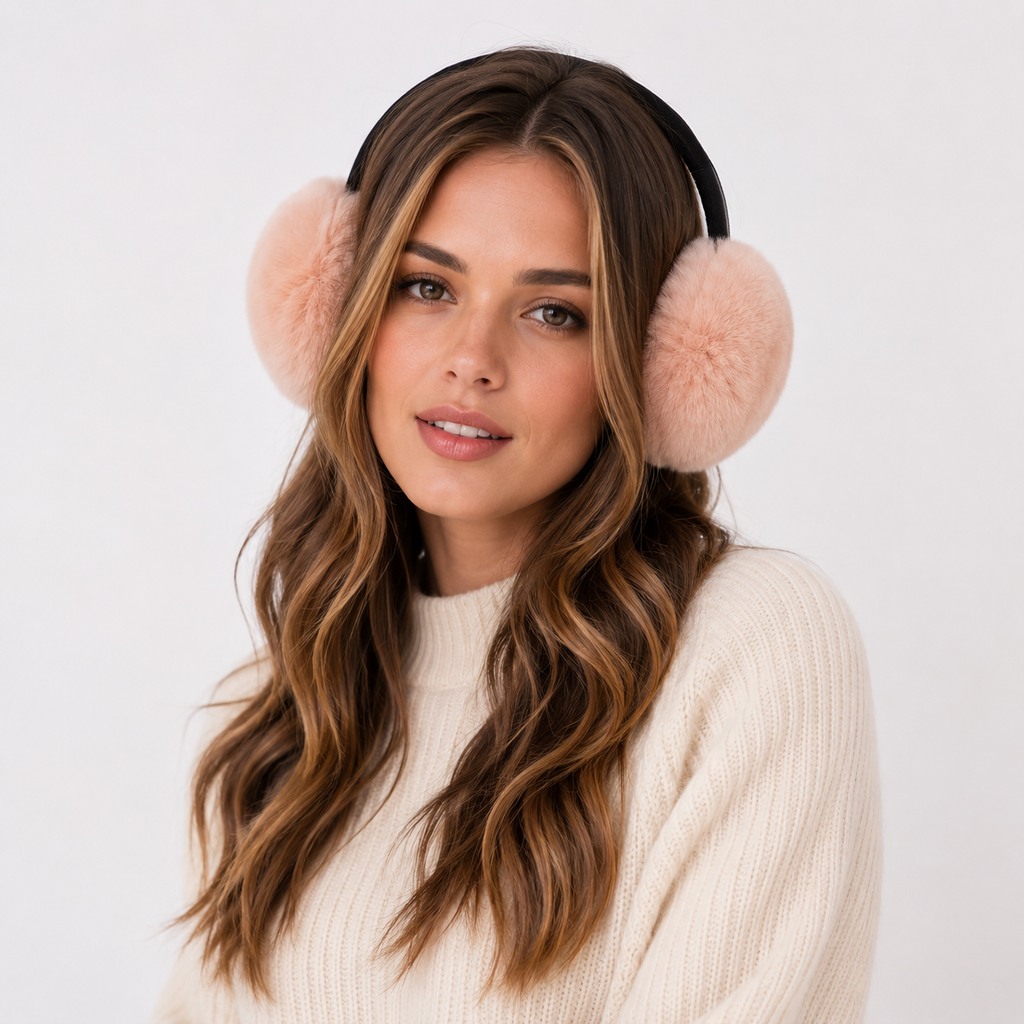 Rex Rabbit Fur Earmuffs with Adjustable Leather Band