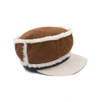 Faux Suede Newsboy Cap with Faux Shearling