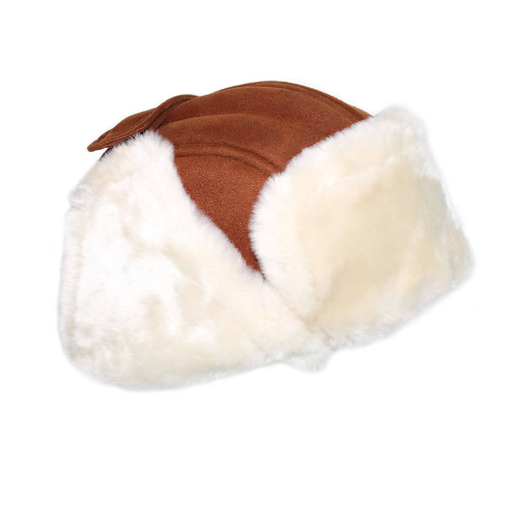 Faux Shearling Trooper Hat in Chestnut