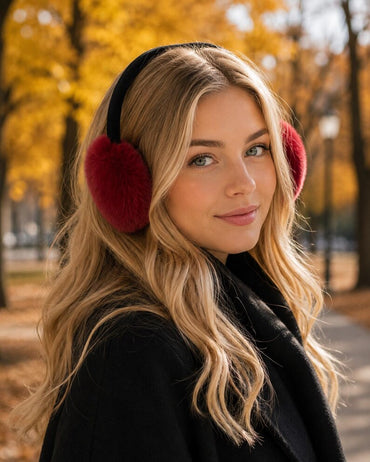 Red Rex Rabbit Fur Earmuffs
