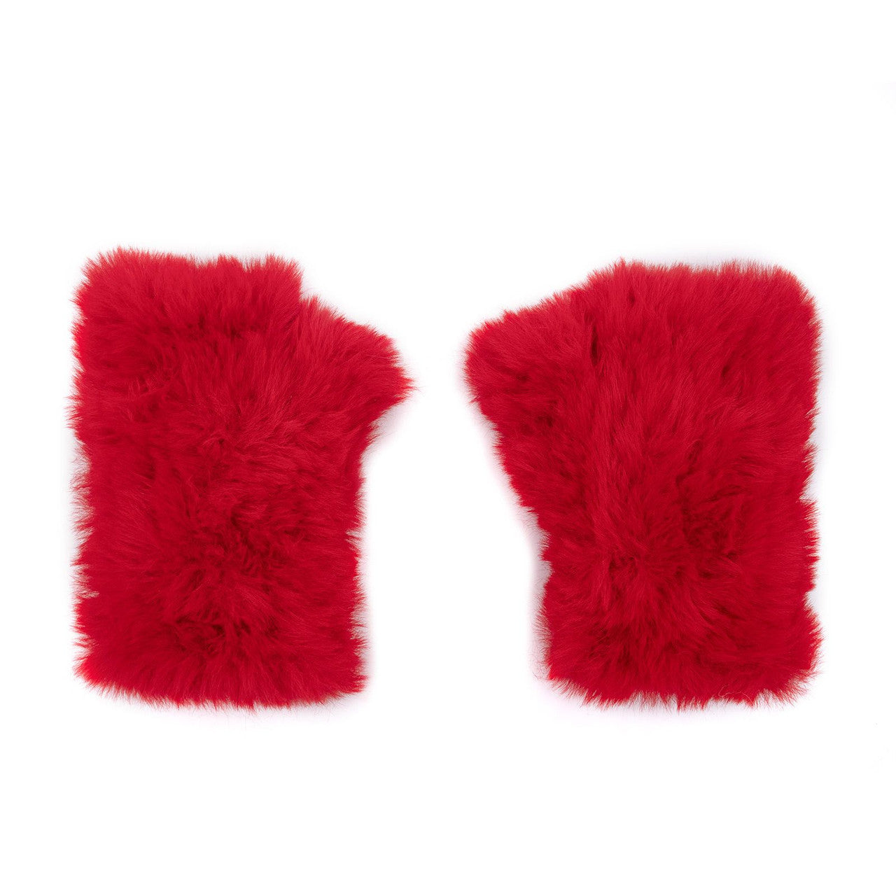 Faux Rex Rabbit Fur Texting Mittens Red