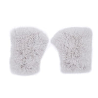 Faux Rex Rabbit Fur Texting Mittens Grey