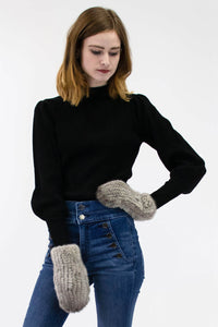 Mink Fur Mittens with Rope String