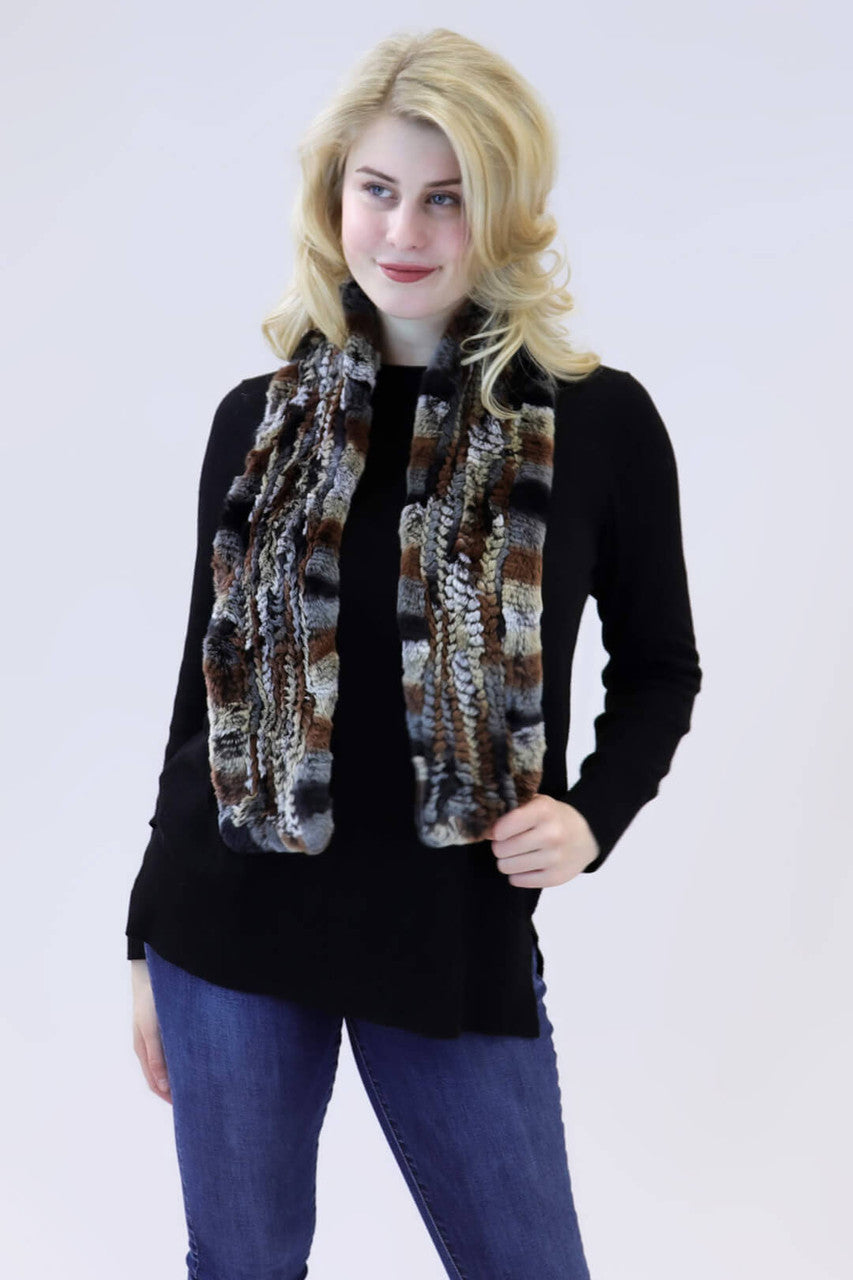 Rex Rabbit Pull Through Scarf Brown Multi