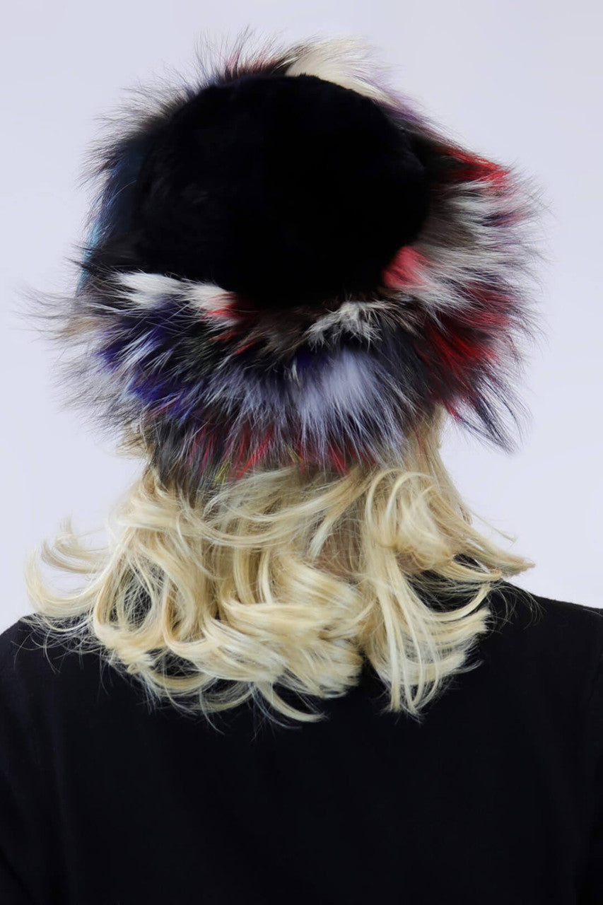 Sheared Rabbit and Fox Fur Beanie