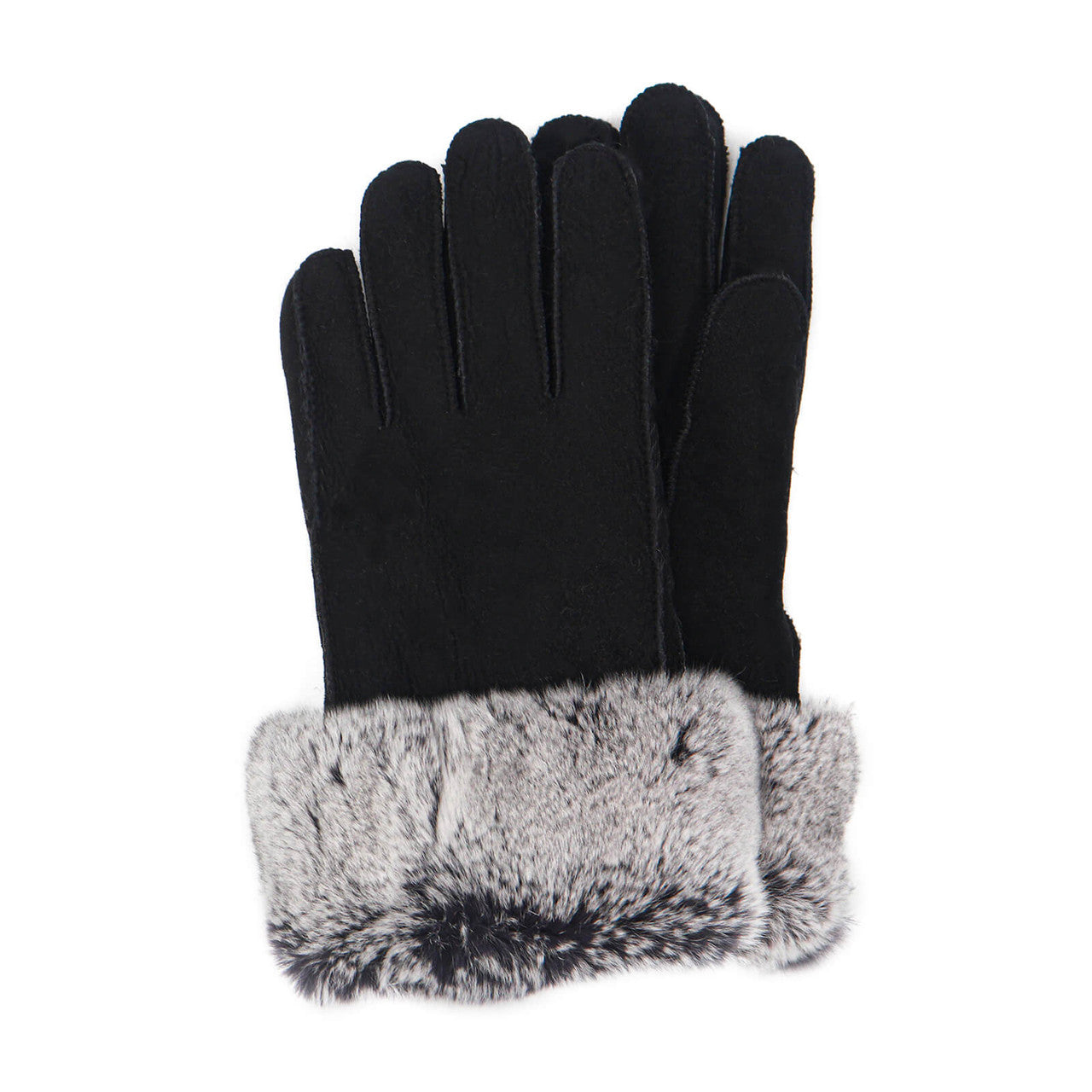 Shearling Gloves with Rex Rabbit Fur Cuff
