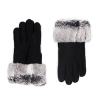 Shearling Gloves with Rex Rabbit Fur Cuff
