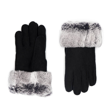 Shearling Gloves with Rex Rabbit Fur Cuff