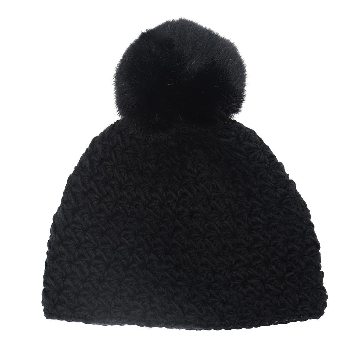 Children's Star Knit Beanie with Rabbit Fur Pom