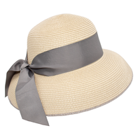 Straw Hepburn Hat with Ribbon